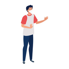 man using protective surgical mask for covid 19 prevention vector illustration design