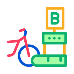 delivery point bike sharing services icon vector. delivery point bike sharing services sign. color symbol illustration