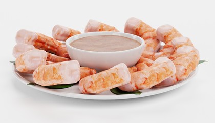 Realistic 3D Render of Shrimps on Plate