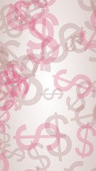 Obraz premium Multicolored translucent dollar signs on white background. Red tones. 3D illustration