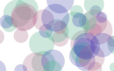 Multicolored translucent circles on a white background. Pink tones. 3D illustration