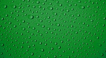 Fototapeta na wymiar Grüner Hintergrund mit frischen Wassertropfen