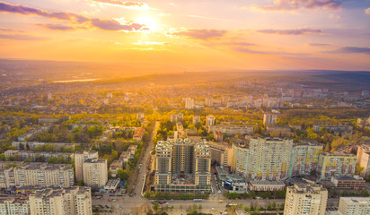 View of the park Afghan in Chisinau, Moldova. Aerial view