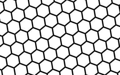 Black honeycomb on a white background. Perspective view on polygon look like honeycomb. Isometric geometry. 3D illustration