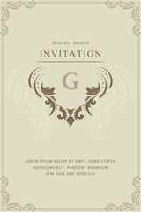 Vintage Monogram. Letter G. Creative Logo. Beautiful Template for Greeting Cards, Wedding Invitations, Book Design, Restaurant Menu, Advertising. Graceful Emblem. Place for Text. Vector illustration