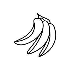 Outline doodle drawing bananas isolated on white background. Organic nutrition healthy food. Sketch for coloring booking page, card, logo, banner, tattoo. Vector illustration
