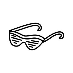 Hand drawn vector doodle illustration  of sunglasses isolated on white background. Decoration for greeting cards, posters, emblems, wallpaper