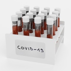 Realistic 3D Render of Test Tubes - Covid-19 Test