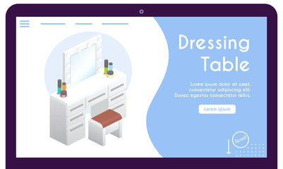 Vector banner of dressing table in isometric view
