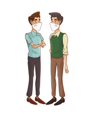 young men using medical masks characters