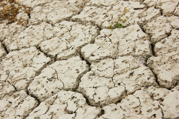 Earth and clay cracked by severe drought and lack of water