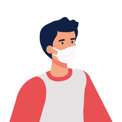 man using protective surgical mask for covid 19 prevention vector illustration design