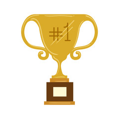 trophy cup with number one on white background vector illustration design