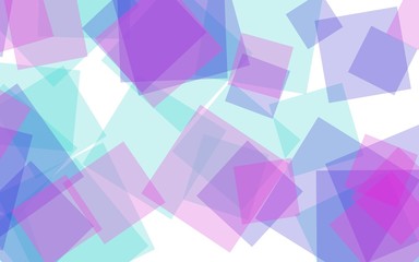 Multicolored translucent squares on white background. Red tones. 3D illustration