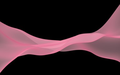 Abstract wave. Scarf. Bright ribbon on black background. Abstract smoke. Raster air background. 3D illustration