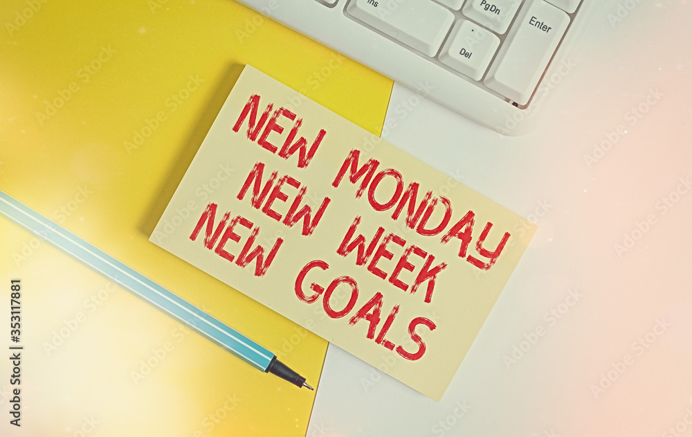 Poster conceptual hand writing showing new monday new week new goals. concept meaning showcasing next week 