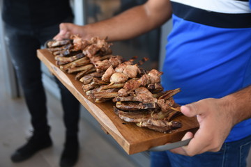 steak beef cooking fire grill bbq Entrecote on wood