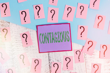Handwriting text Contagious. Conceptual photo transmissible by direct or indirect contact with...