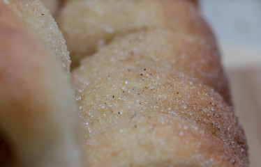 close up of home made Kurtosh Kalach - spit cake specific to Hungarians, coated with sugar and cinnamon