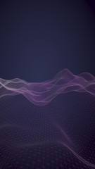 Abstract landscape on a blue background. Cyberspace grid. hi tech network. 3d technology illustration. 3D illustration