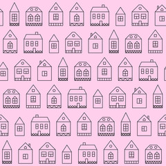 Abstract background with doodle houses