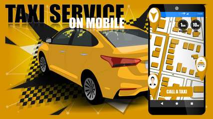 Poster or advertising banner design template for taxi service.