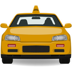 Fototapeta na wymiar Yellow taxi car on a white background.