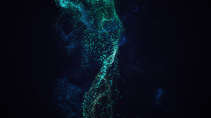 Snow frost effect with scattered blue particles on black background.