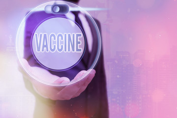 Text sign showing Vaccine. Business photo text preparation of killed microorganisms or living...