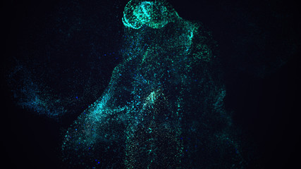 Abstract ocean wave from beautiful blue particles on background.