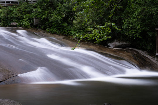 Sliding Rock, a popular waterfall and destination in Brevard, near Asheville, North Carolina in the Blue Ridge Mountains