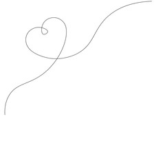 Love heart continuous one line drawing. Vector illustration