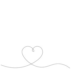 Love heart continuous one line drawing. Vector illustration