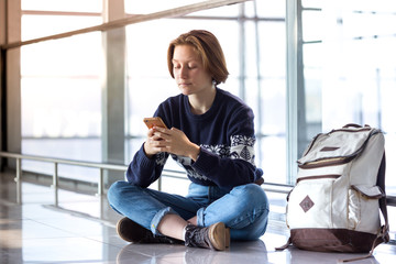 waiting for a flight at the airport