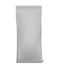 Blank foil gusseted bag, vector mockup. Coffee or tea packaging, mock-up
