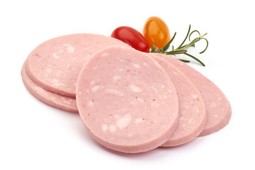 Boiled Bologna Sausage, Cooked ham, isolated on white background © GSDesign
