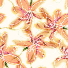 Floral Background. Watercolor Seamless Pattern.