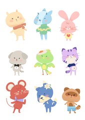 set of cute animals