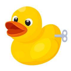 Clockwork toy duckling, cute yellow mechanical duck