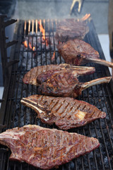 steak beef cooking fire grill bbq Entrecote