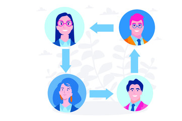 Exchange ideas, Business team have meeting, conference. Vector illustration for web banner, infographics, mobile. 
