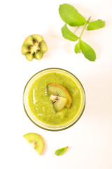 kiwi smoothie on white background