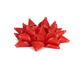 red bow from red decorative paper isolated on white background