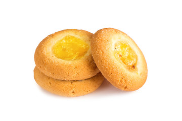 A confection isolated on a white background. Sweet cakes, cookies, muffins, shortbread cookies