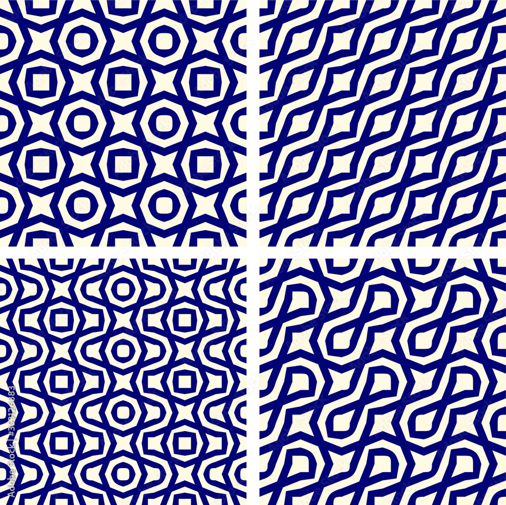 Poster set of seamless geometric pattern with geometric shapes,fabric pattern,tile pattern,carpet pattern,w