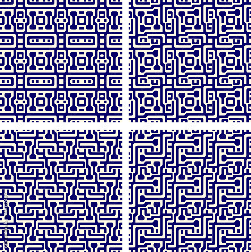 Poster set of seamless geometric pattern with geometric shapes,Fabric pattern,Tile pattern,Carpet pattern,Wallpaper pattern