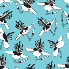 Blue Pastel Floral Textile Pattern