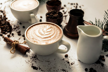 Espresso with latte art in the foam layer