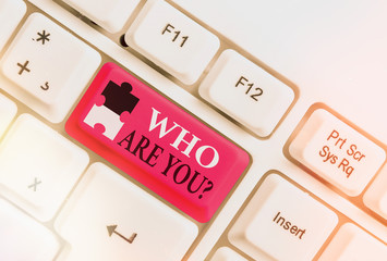 Conceptual hand writing showing Who Are You Question. Concept meaning asking an individual identity...
