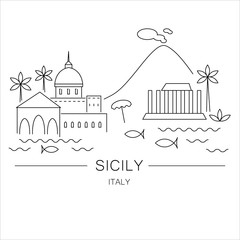 vector illustration of Sicily Italy.